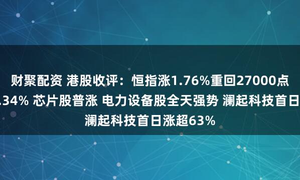 财聚配资 港股收评：恒指涨1.76%重回27000点 科指涨1.34% 芯片股普涨 电力设备股全天强势 澜起科技首日涨超63%